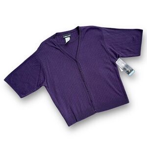 Vintage NWT Sag Harbor Deep Purple Ribbed Button-Up Top